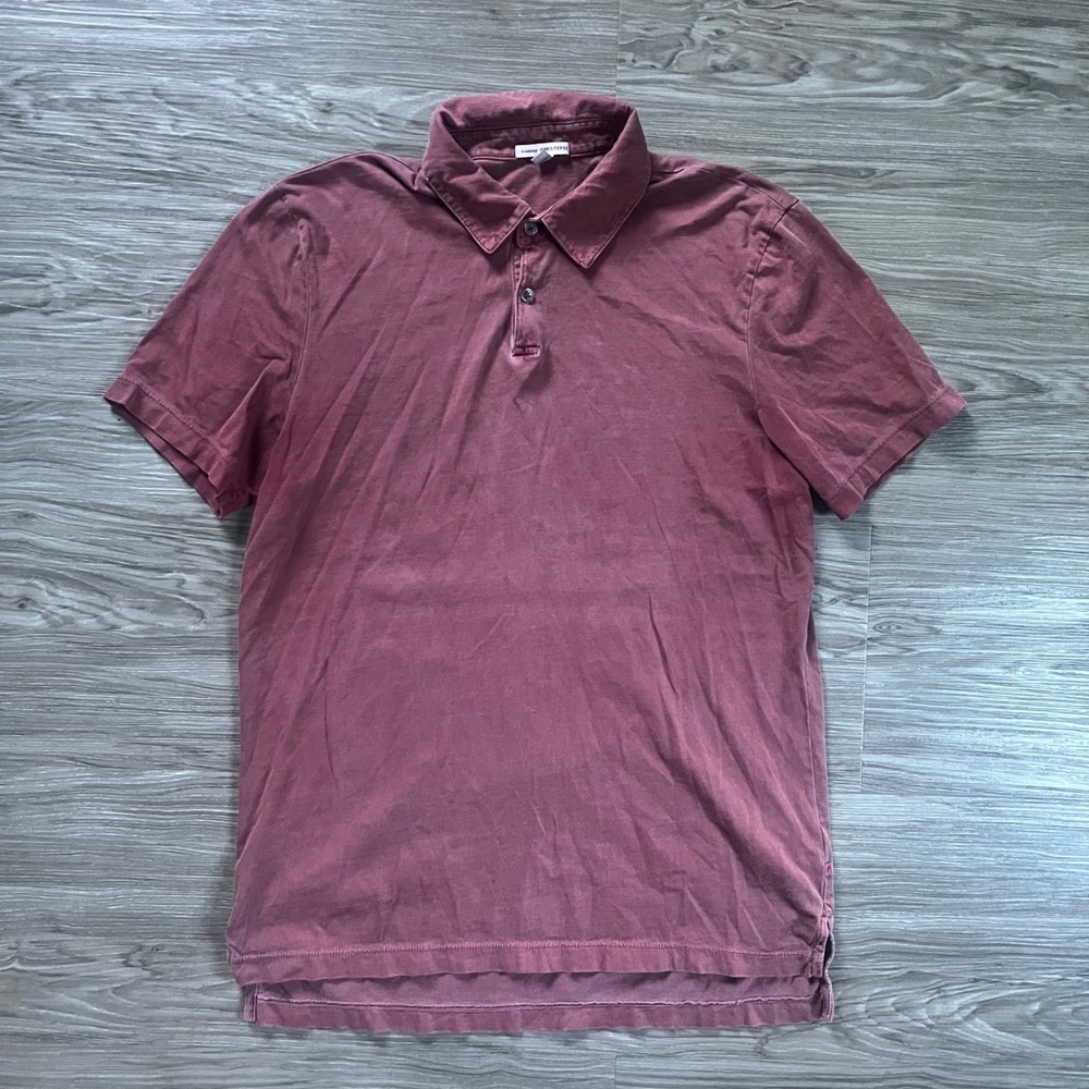 James Perse Standard Mens Supima Cotton Polo Shirt Burgundy Red Size 2 MSX3337